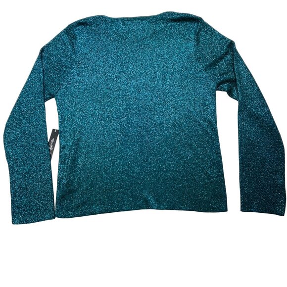 Twelfth Love Teal Metallic Long Sleeve Top Size M - Picture 6 of 10